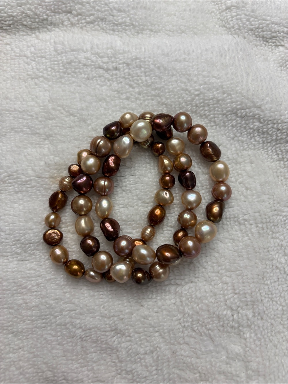 Honora shades of brown Pearl Stretch Bracelet Set of 3